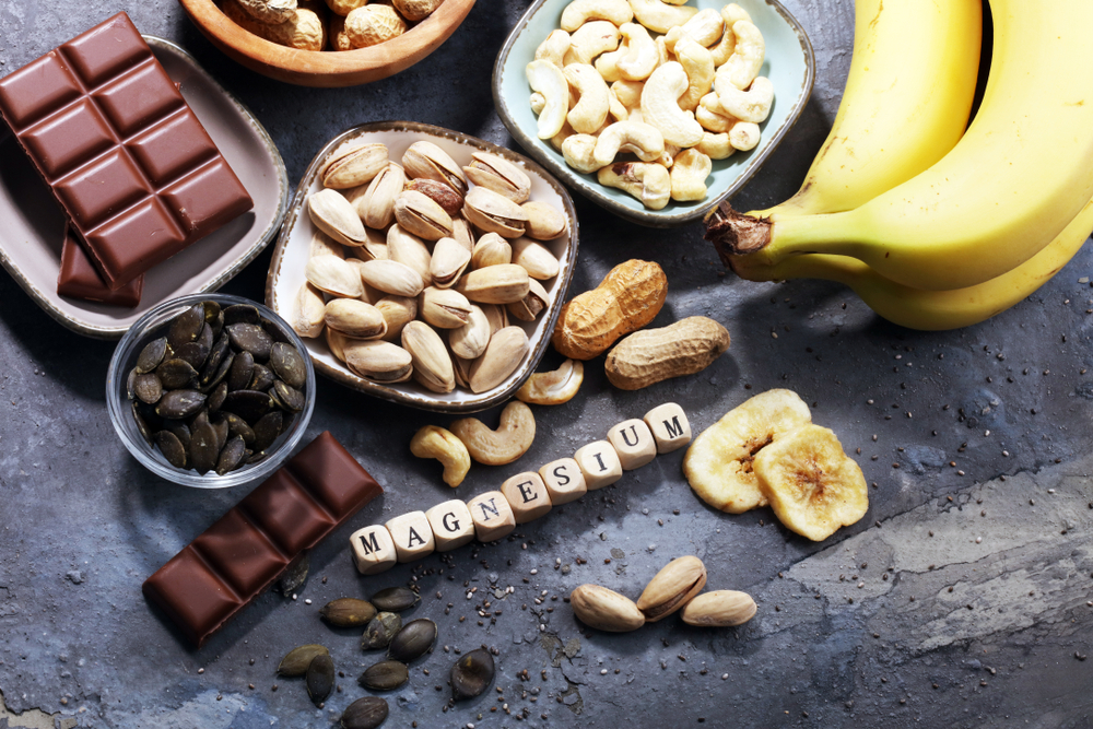 Products,Containing,Magnesium:,Bananas,,Pumpkin,Seeds,,Cashew,Nuts,,Peanuts,,Pistachios,