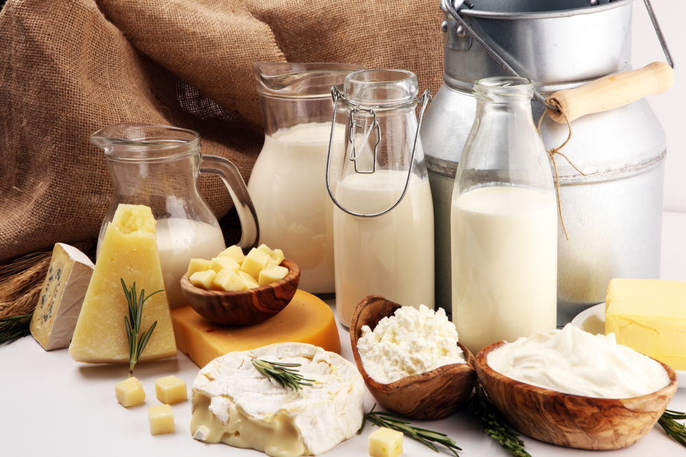 Different,Fresh,Dairy,Products,On,Rustic,Background,With,Milk,,Cheese,