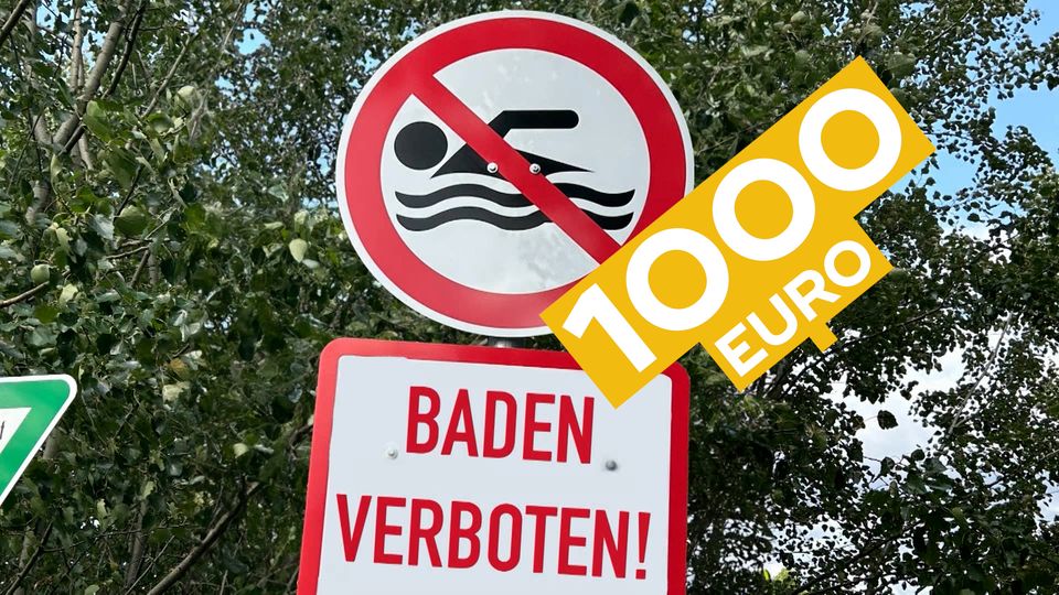 Badeverbot im Rhein: Stadt Düsseldorf verhängt 1.000 Euro Strafe