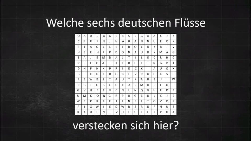 Deutsche Flüsse im Buchstabensalat: findest du alle?