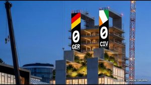 51 Meter hoch: Großer WM-Counter in Düsseldorf